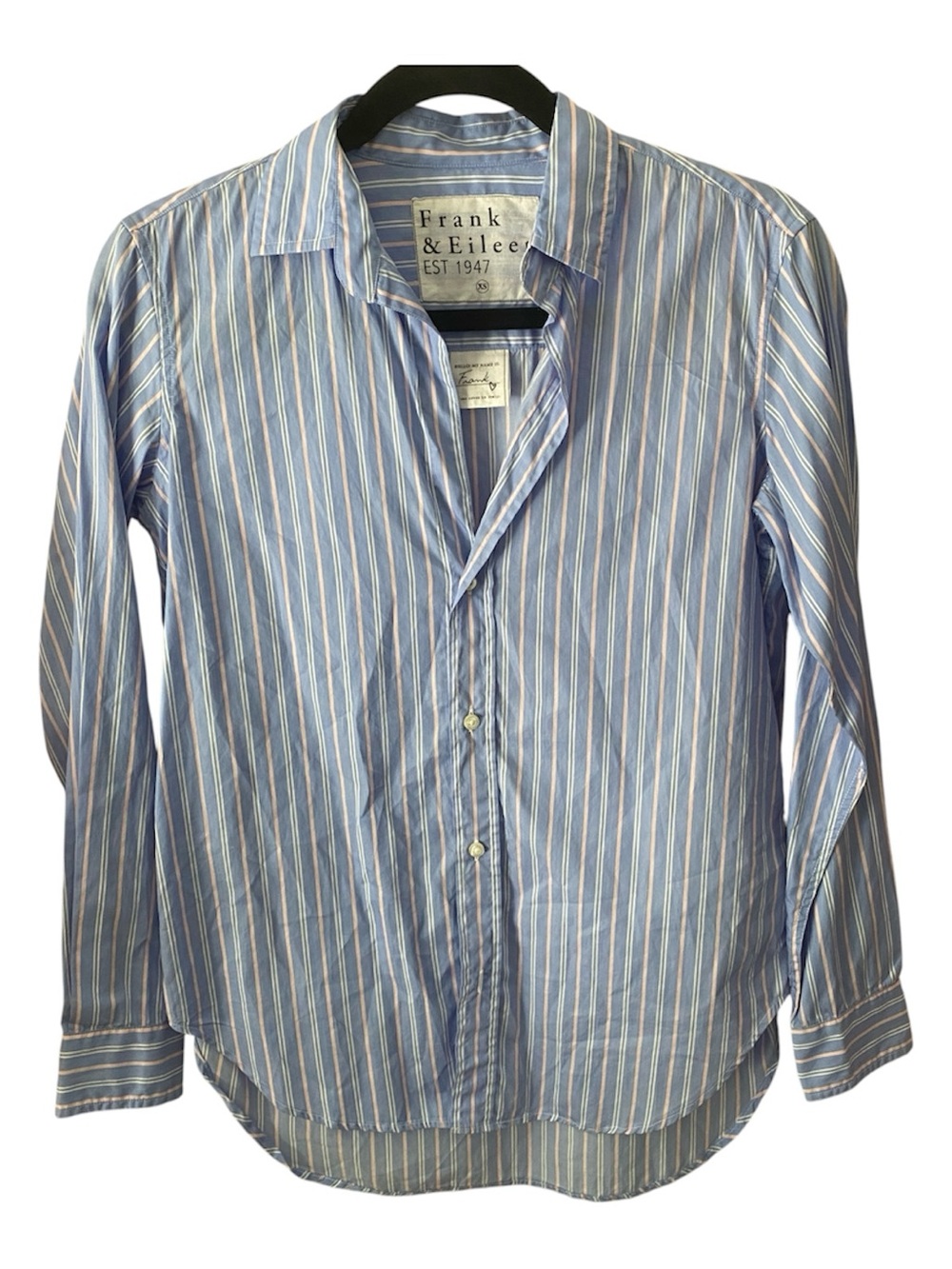 Frank & Eileen Blue, White and Pink Striped Button-Down Shirt
